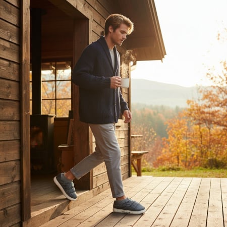 Papuci de casă - Papuci captusiti din bumbac 43079B-58gri