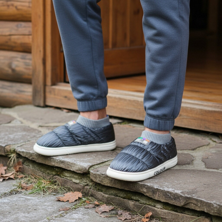 Papuci de casă - Papuci captusiti din bumbac 43079B-58gri