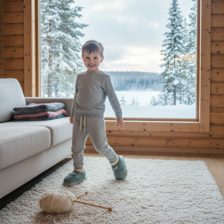 Papuci de casă - Papuci captusiti din bumbac 43079B-85verde