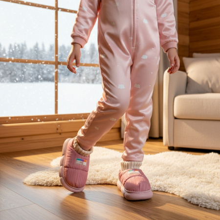 Papuci de casă - Papuci captusiti din bumbac 43079B-85roz