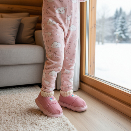 Papuci de casă - Papuci captusiti din bumbac 43079B-85roz