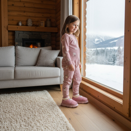 Papuci de casă - Papuci captusiti din bumbac 43079B-85roz