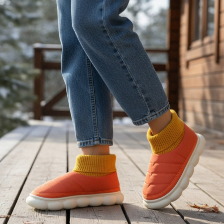 Papuci de casă - Papuci captusiti din bumbac 43079D-54portocaliu