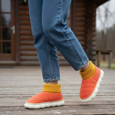 Papuci de casă - Papuci captusiti din bumbac 43079D-54portocaliu