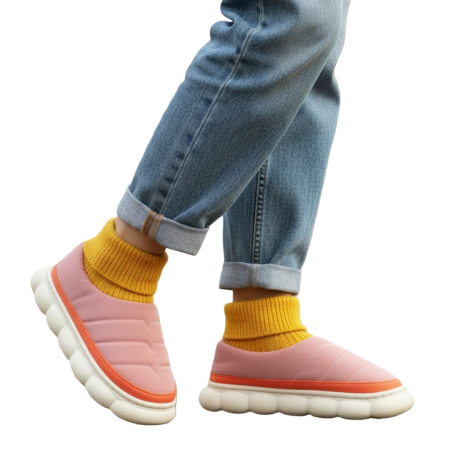 Damă - Papuci captusiti din bumbac 43079D-54roz