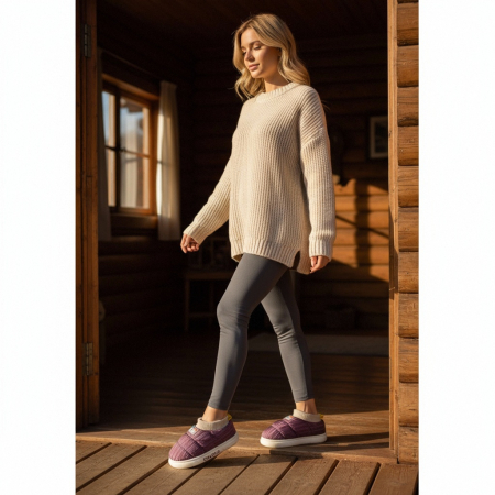 Papuci de casă - Papuci captusiti din bumbac 43079D-58mov