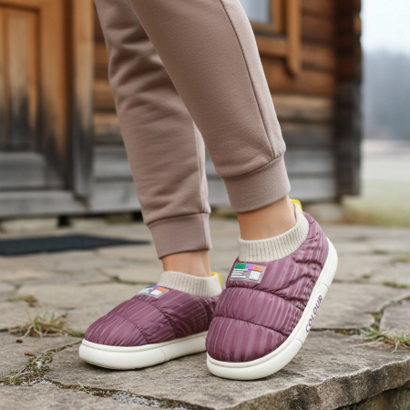 Papuci de casă - Papuci captusiti din bumbac 43079D-58mov