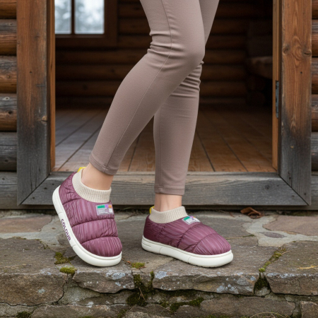 Papuci de casă - Papuci captusiti din bumbac 43079D-58mov