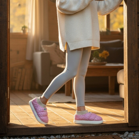 Papuci de casă - Papuci captusiti din bumbac 43079D-58roz