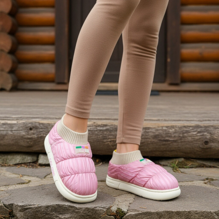 Papuci de casă - Papuci captusiti din bumbac 43079D-58roz