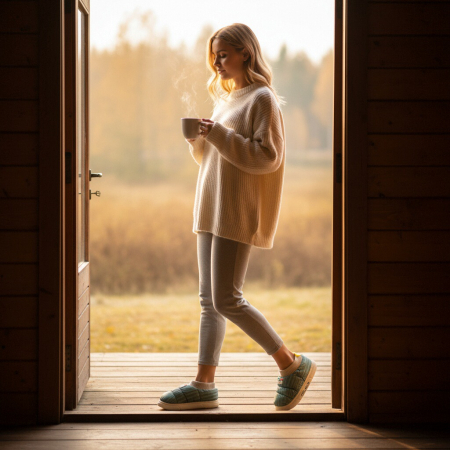 Papuci de casă - Papuci captusiti din bumbac 43079D-58verde