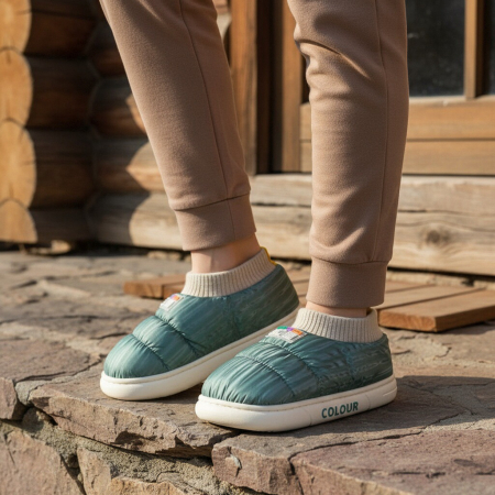 Papuci de casă - Papuci captusiti din bumbac 43079D-58verde