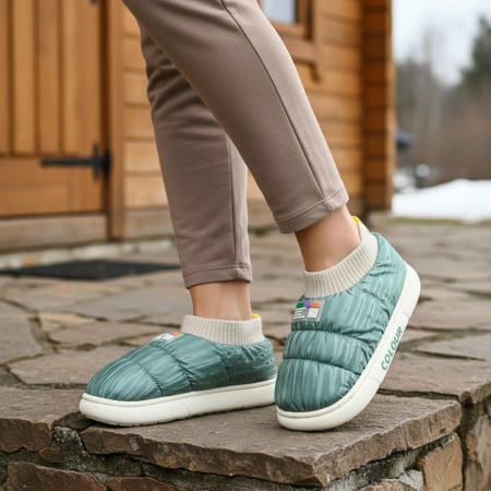 Papuci de casă - Papuci captusiti din bumbac 43079D-58verde