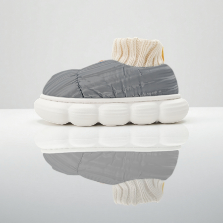 Papuci de casă - Papuci captusiti din bumbac 43079D-85gri