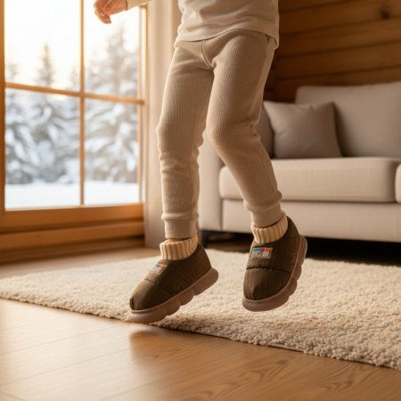 Papuci de casă - Papuci captusiti din bumbac 43079D-85maro