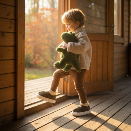 Papuci de casă - Papuci captusiti din bumbac 43079D-85maro