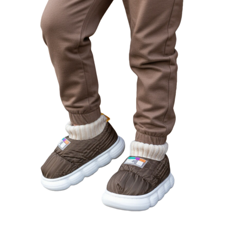 Papuci de casă - Papuci captusiti din bumbac 43079D-85maro