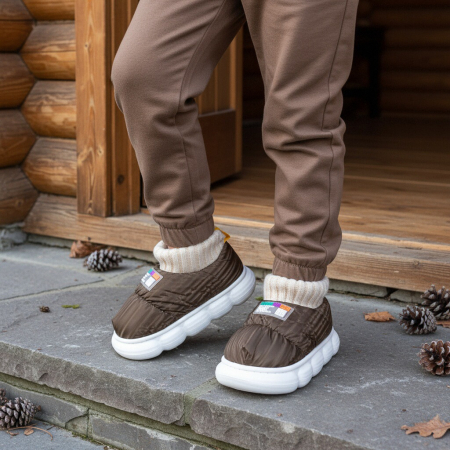 Papuci de casă - Papuci captusiti din bumbac 43079D-85maro