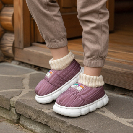 Papuci de casă - Papuci captusiti din bumbac 43079D-85mov