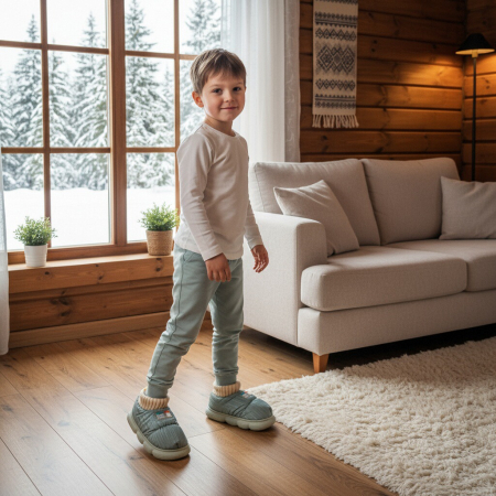 Papuci de casă - Papuci captusiti din bumbac 43079D-85verde