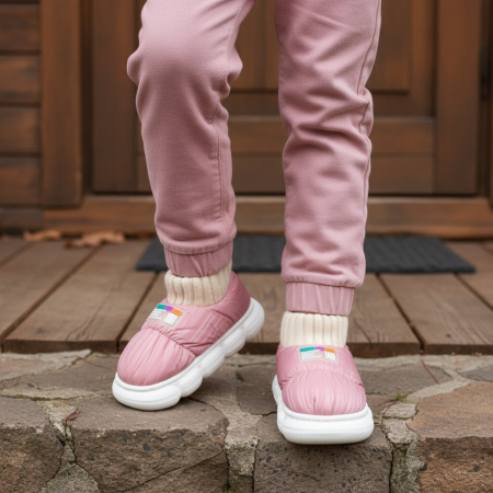 Papuci de casă - Papuci captusiti din bumbac 43079D-85roz