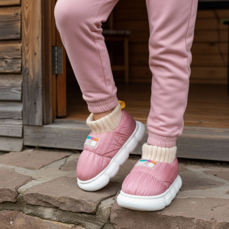 Papuci de casă - Papuci captusiti din bumbac 43079D-85roz