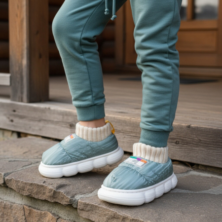 Papuci de casă - Papuci captusiti din bumbac 43079D-85verde