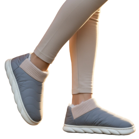 Papuci de casă - Papuci captusiti din bumbac H53gri