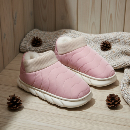 Damă - Papuci captusiti din bumbac H53roz