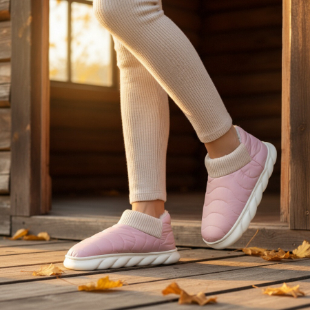 Damă - Papuci captusiti din bumbac H53roz