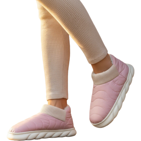 Damă - Papuci captusiti din bumbac H53roz