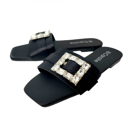 Papuci cu aplicatii cristale decorative F25negru [10]