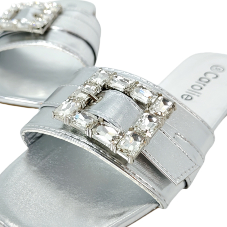 Papuci cu aplicatii cristale decorative F23argintiu [6]