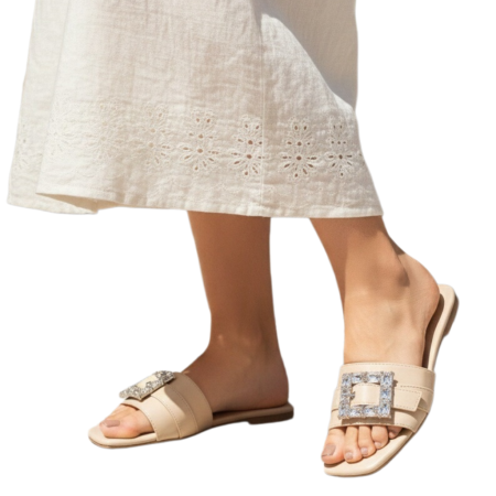 Papuci cu aplicatii cristale decorative F23bej [11]