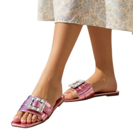 Papuci cu aplicatii cristale decorative F23roz [8]