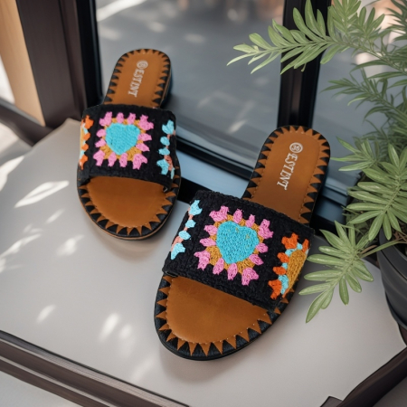 Papuci - Papuci cu model crosetat 1133negru
