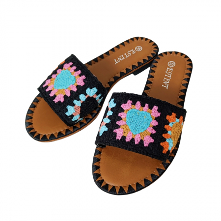Papuci - Papuci cu model crosetat 1133negru
