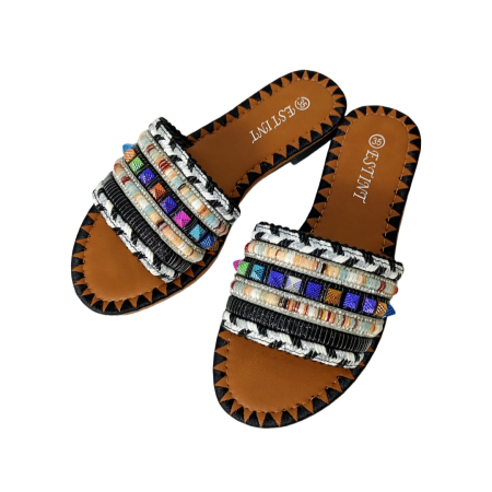 ÎNCĂLȚĂMINTE DAMĂ 39.99 - Papuci cu aplicatii decorative 1134negru