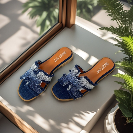 Papuci cu aplicatii decorative X24-1166bleumarin [11]