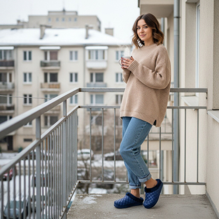 Papuci de casă - Papuci cu blanita A58Mbleumarin