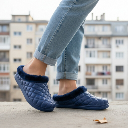 Papuci de casă - Papuci cu blanita A58Mbleumarin