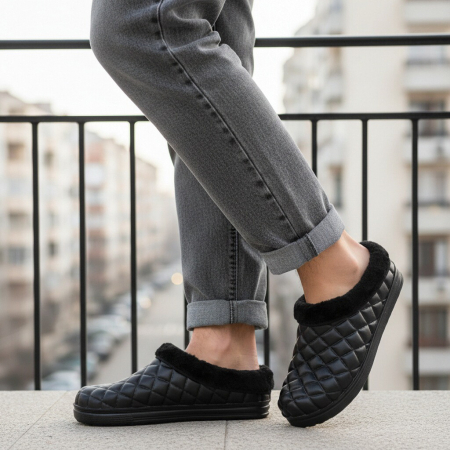 Bărbați - Papuci cu blanita B58Mnegru