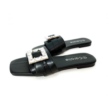 Papuci cu aplicatii cristale decorative F23negru [10]