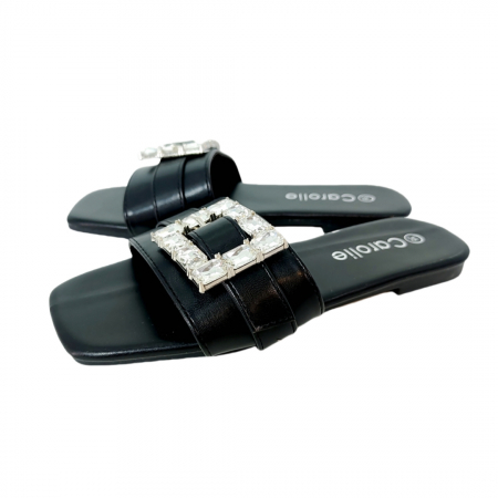 Papuci cu aplicatii cristale decorative F23negru [11]