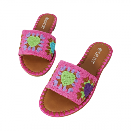 Papuci - Papuci cu model crosetat 1133fucsia