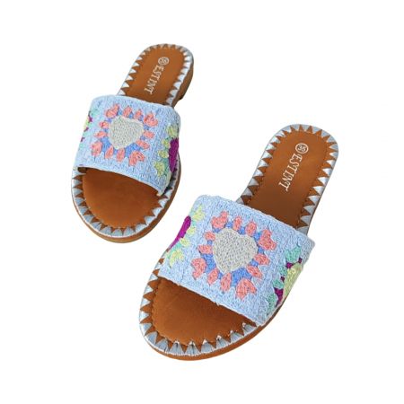 Papuci - Papuci cu model crosetat 1133albastru