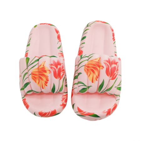 Papuci - Papuci cu motiv floral H676roz