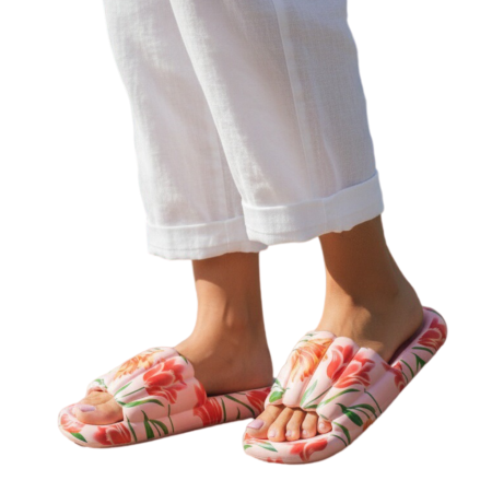 Papuci cu motiv floral H676roz [6]