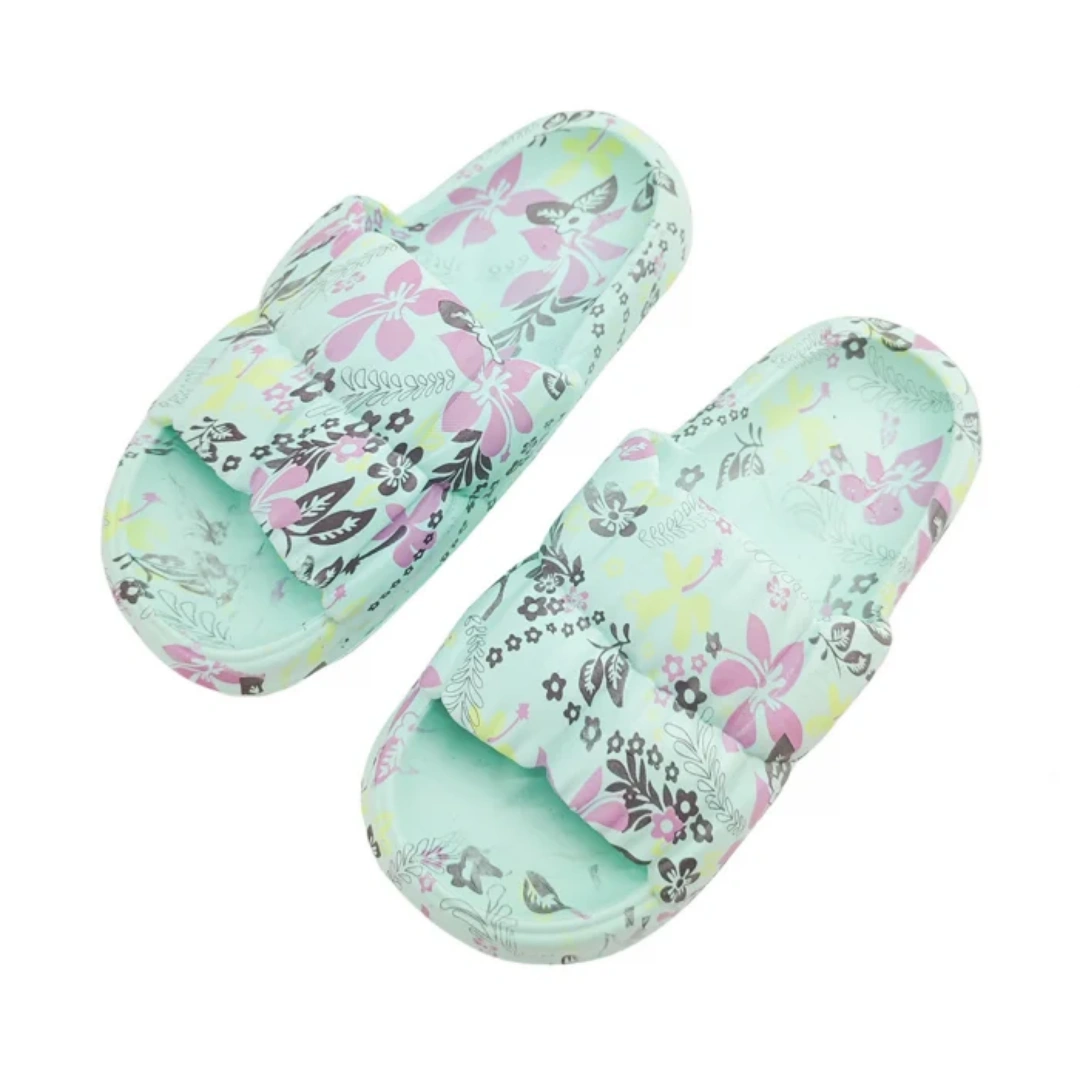 Papuci 9.99 - Papuci cu motiv floral H682albastru