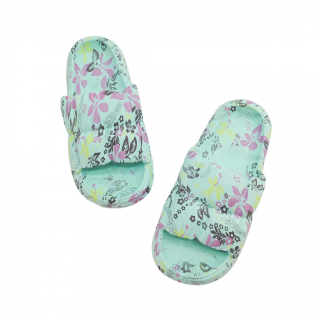 Papuci 9.99 - Papuci cu motiv floral H682albastru